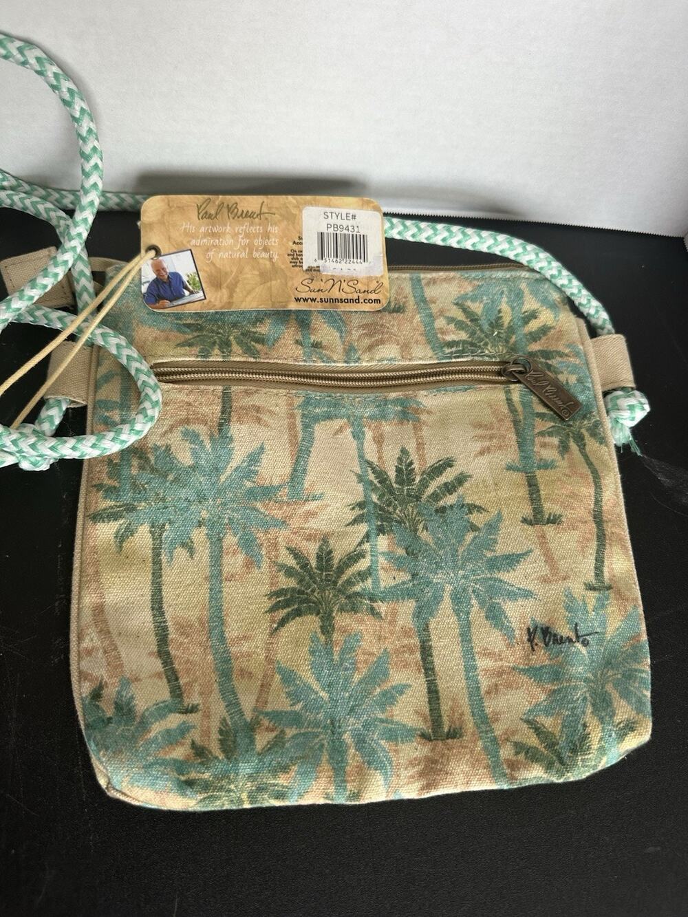 Sun N Sand Paul Brent Palm Tree Crossbody Bag Canvas Beach Purse